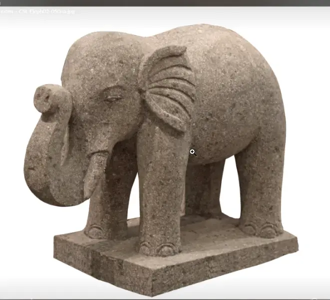 Product image 1 of the product “Standing elephant with base made of basanite stone about 50cm height. ”